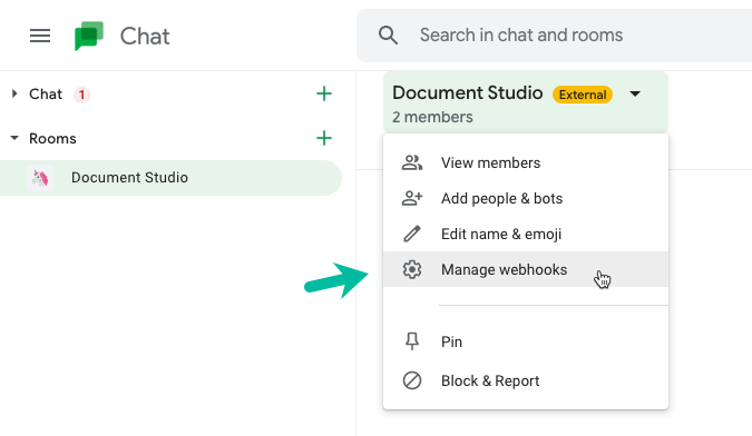 Manage Webhooks in Google Chat