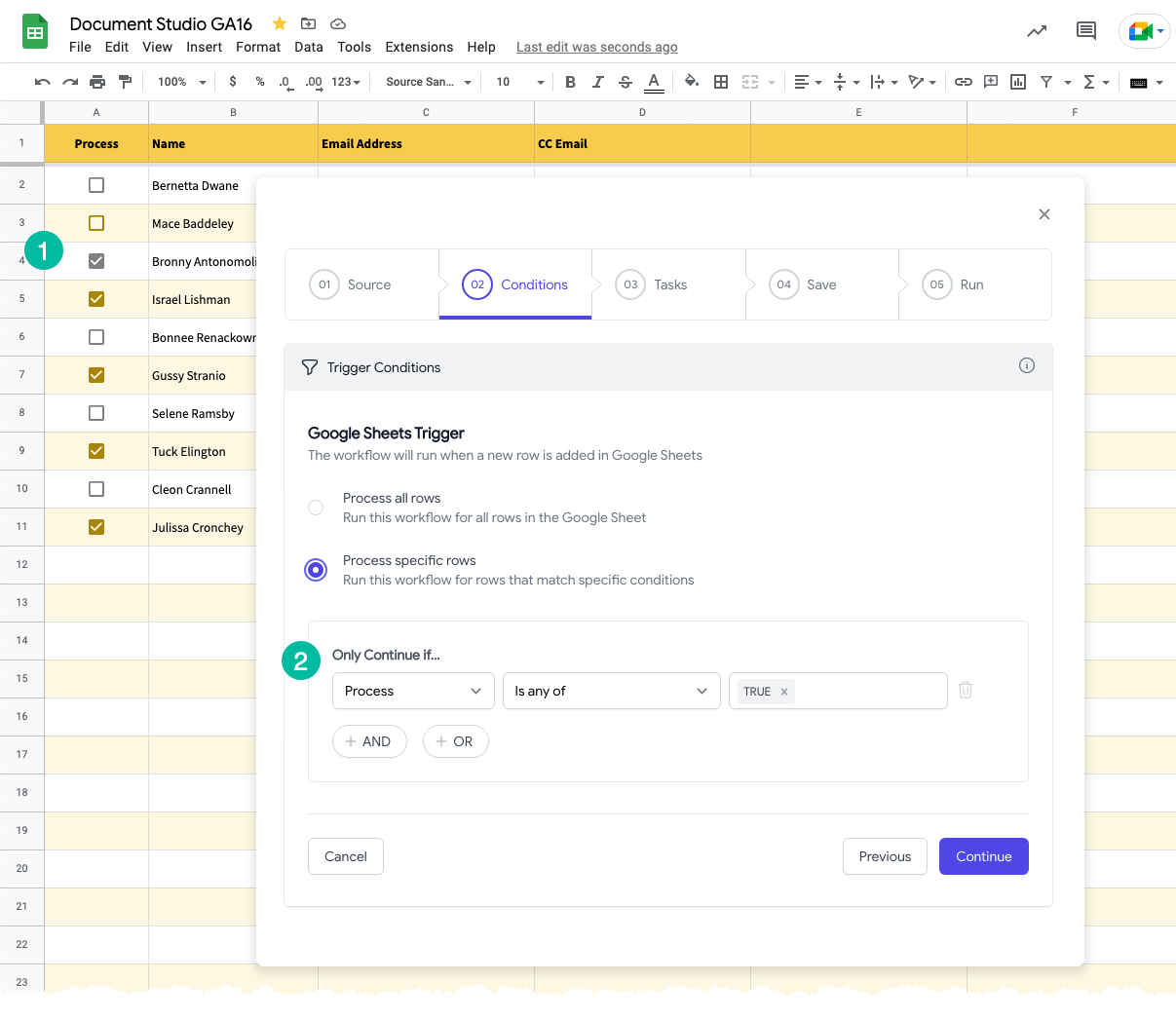 Merge Checked rows