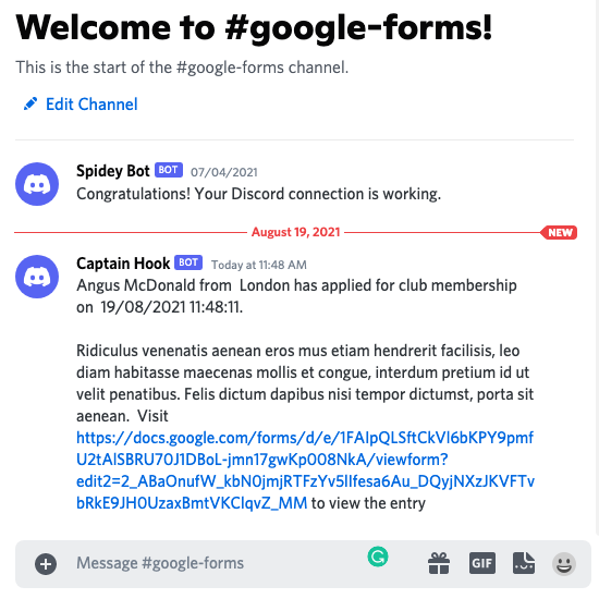 Post Google Form Responses to Discord with Document Studio - Digital  Inspiration