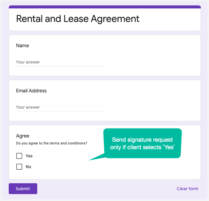 Google Form - Rental and Lease Agreement