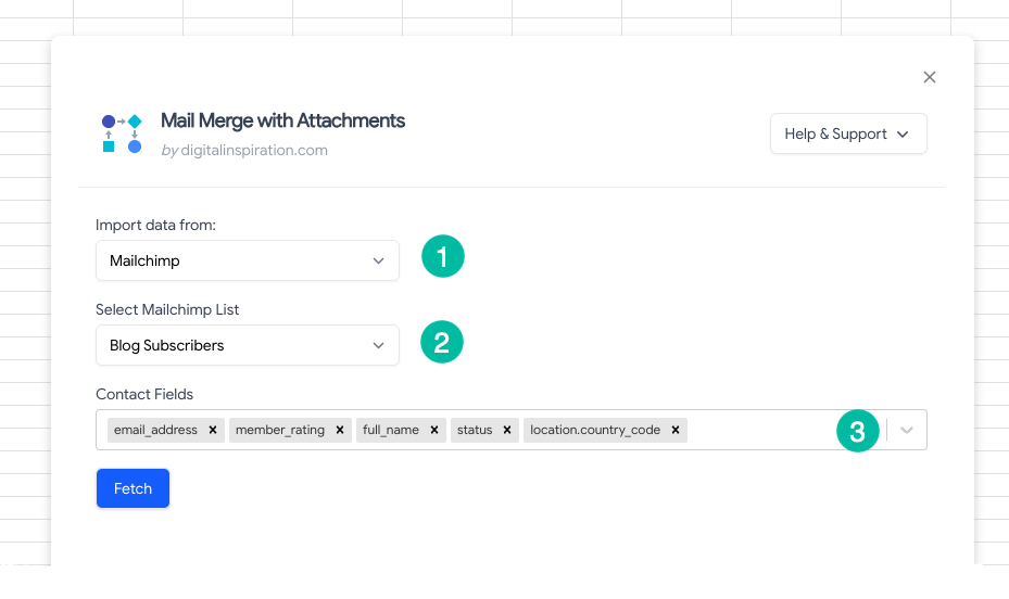 Import Mailchimp Contacts in Mail Merge