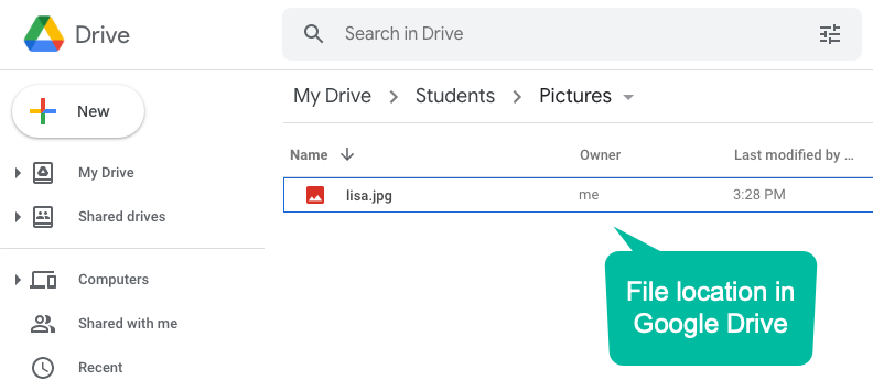 File Location in Google Drive