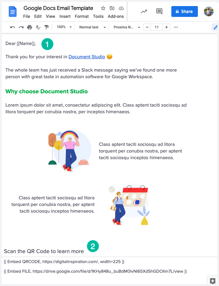 Google Docs Email Template