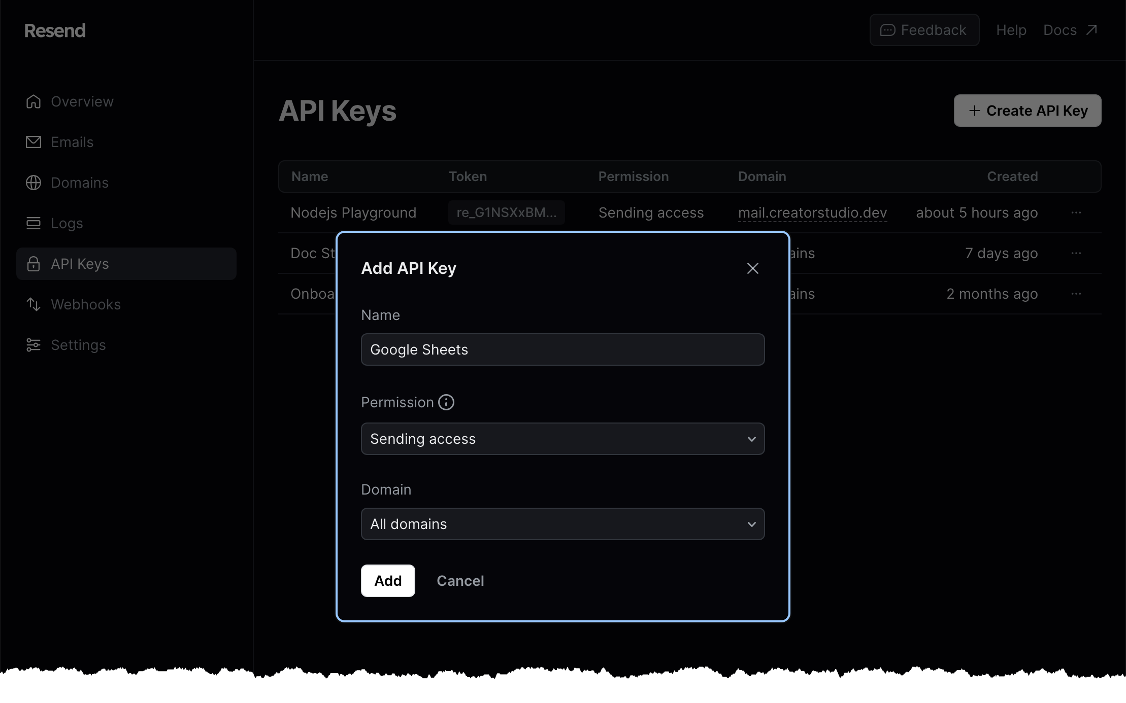 Resend Email API Key