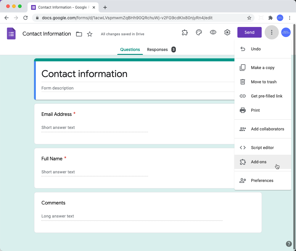 Google Forms add-ons