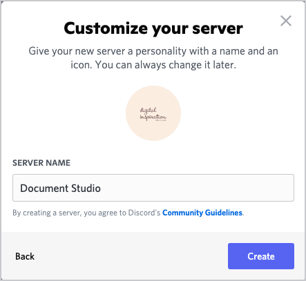  Create you account and create your server