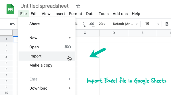 Import Excel in Google Sheets