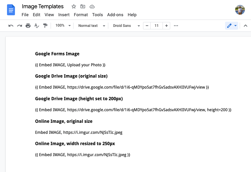 Images in Google Docs