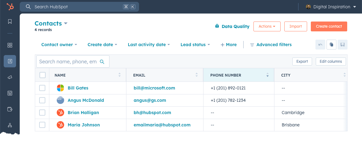 Hubspot Contacts