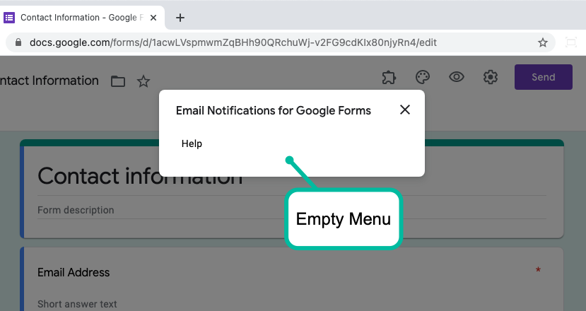 No Menu in Google Forms