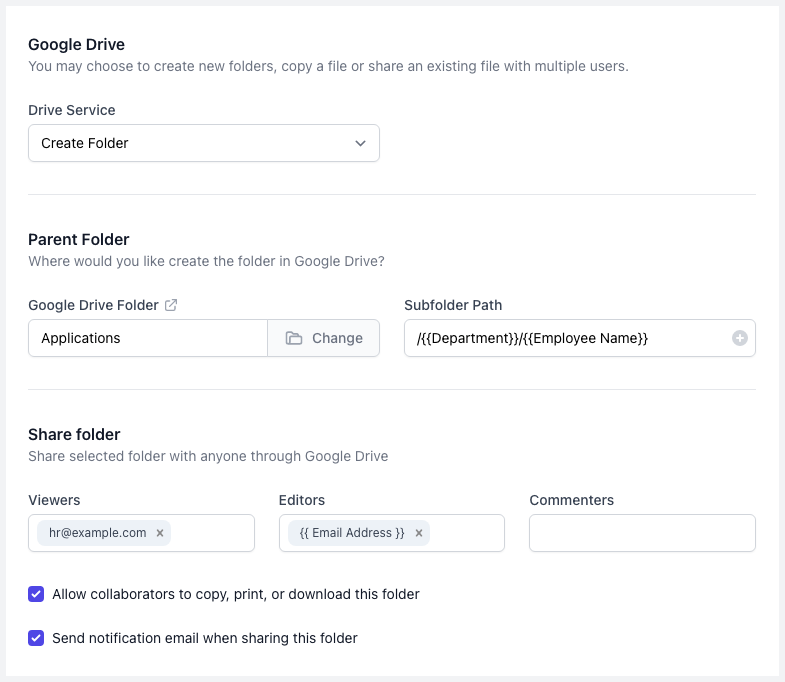 Create Google Drive Folder from Google Sheets