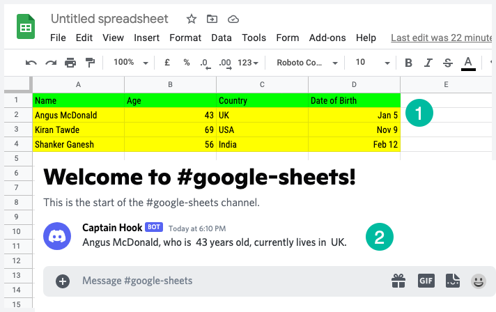 Discord to Google Sheets