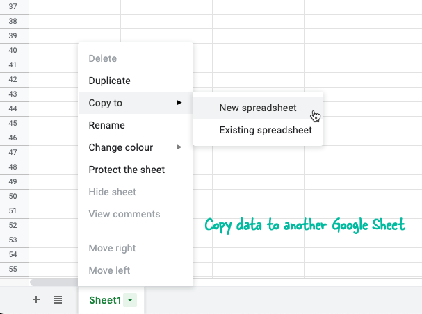 Copy data across Google Sheets
