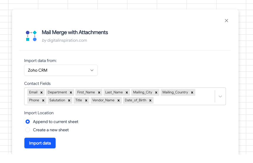 Zoho CRM Contact Fields