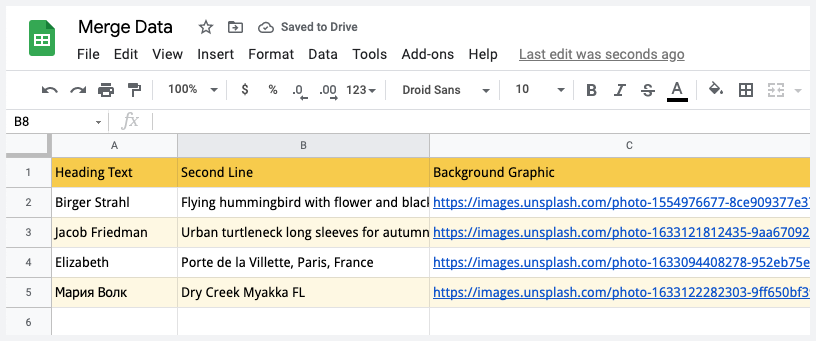 Google Sheets Data