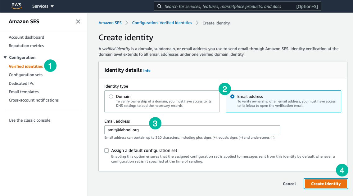 How to send an email –  Web Services (AWS)