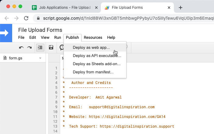 Upload files to Google Drive from Google Forms, Apps Script