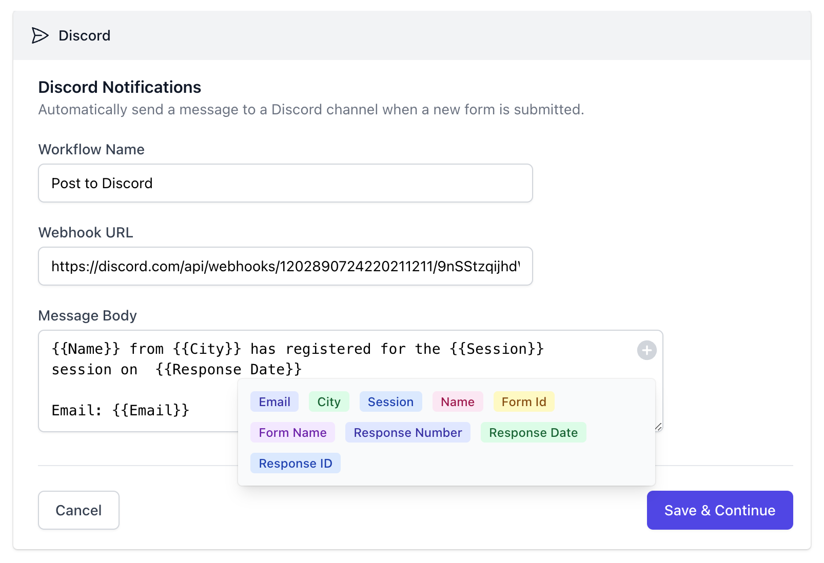 Connect Discord with Google Form