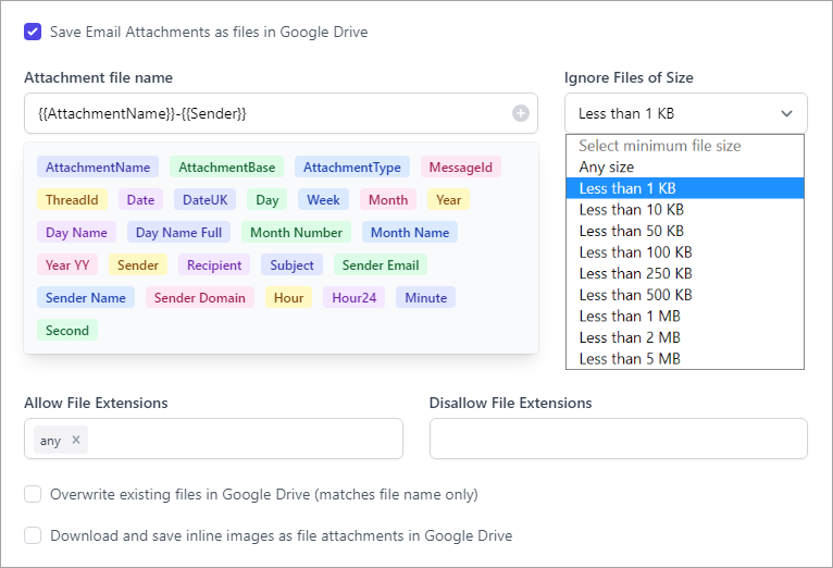 Save email attachments in the right Google Drive folders