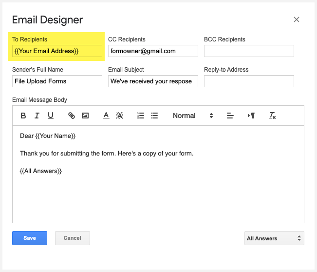 Form autoresponder