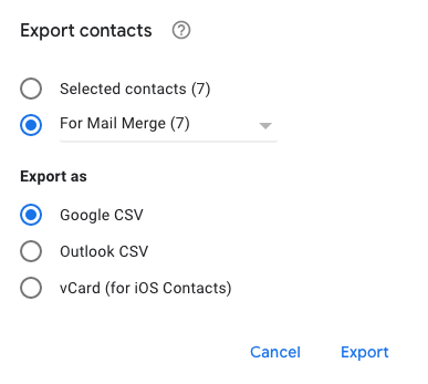 Export Contacts CSV