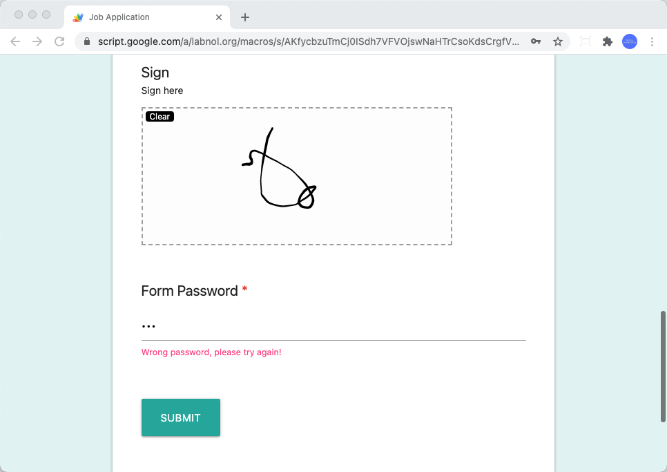 Form Password