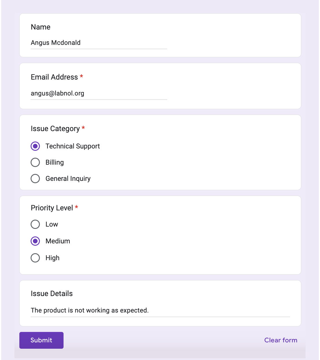 Submit Google Form