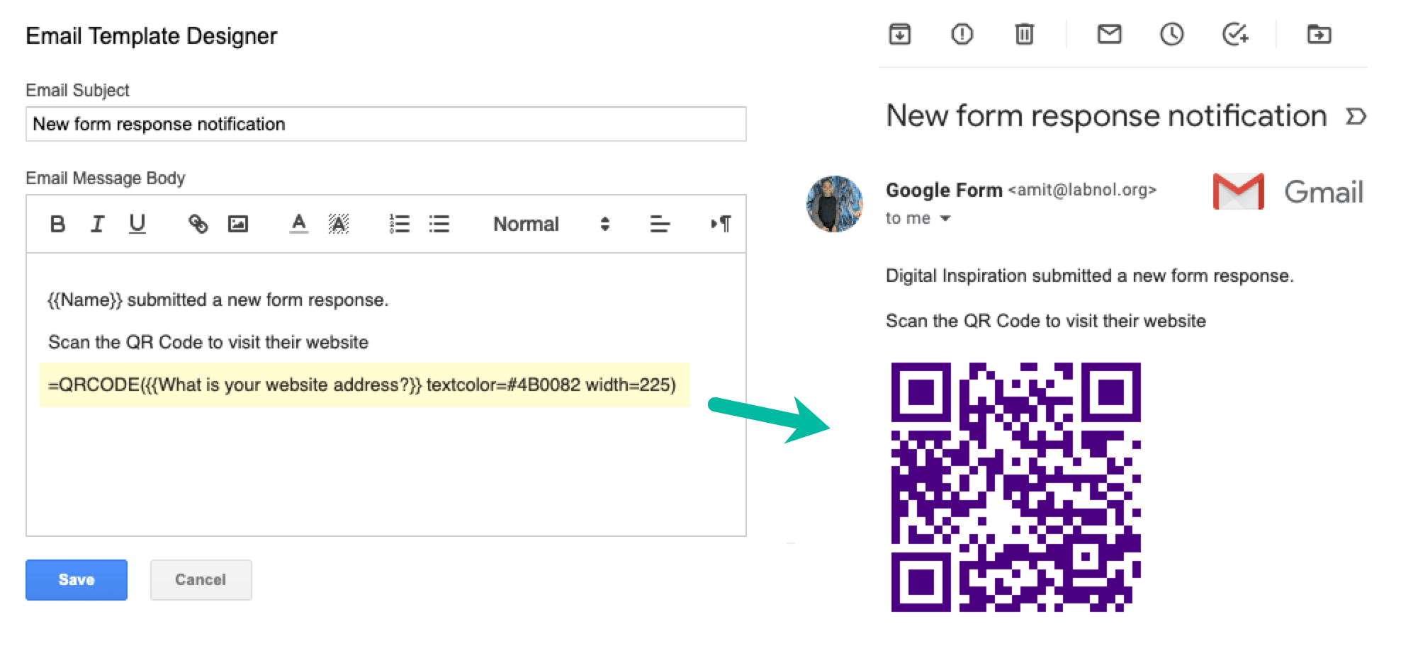 Insert QR Code in Google Form