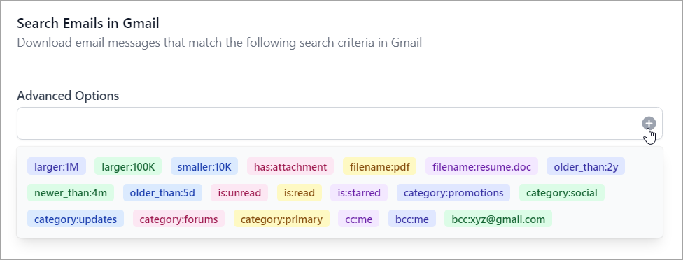 Gmail Search Options