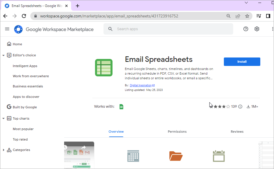 Install Google Sheets Mailer