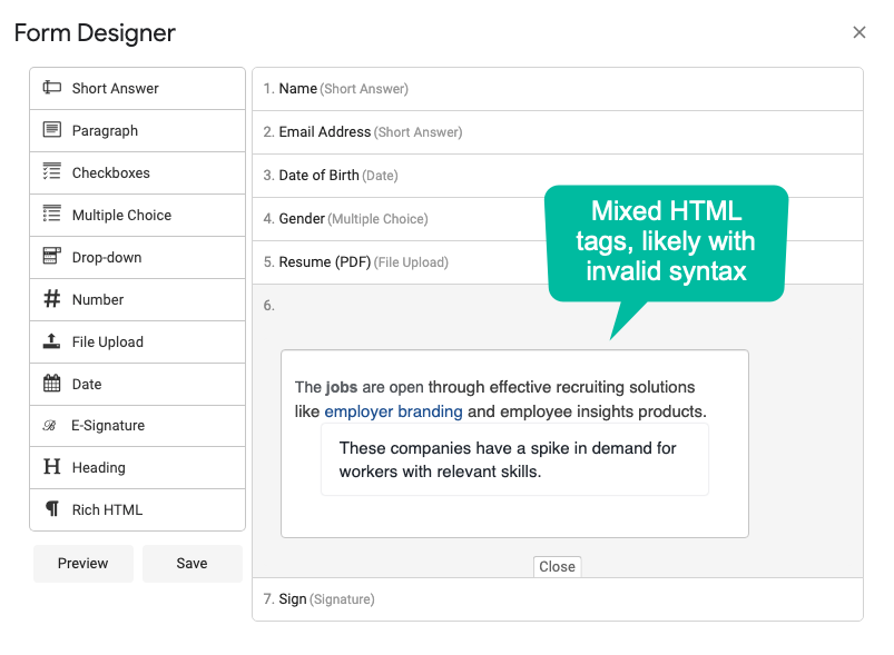 HTML Malformed Error on Form Troubleshooting Digital Inspiration