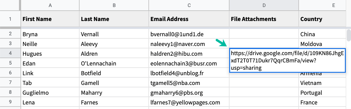 Paste Drive Link in Google Sheet