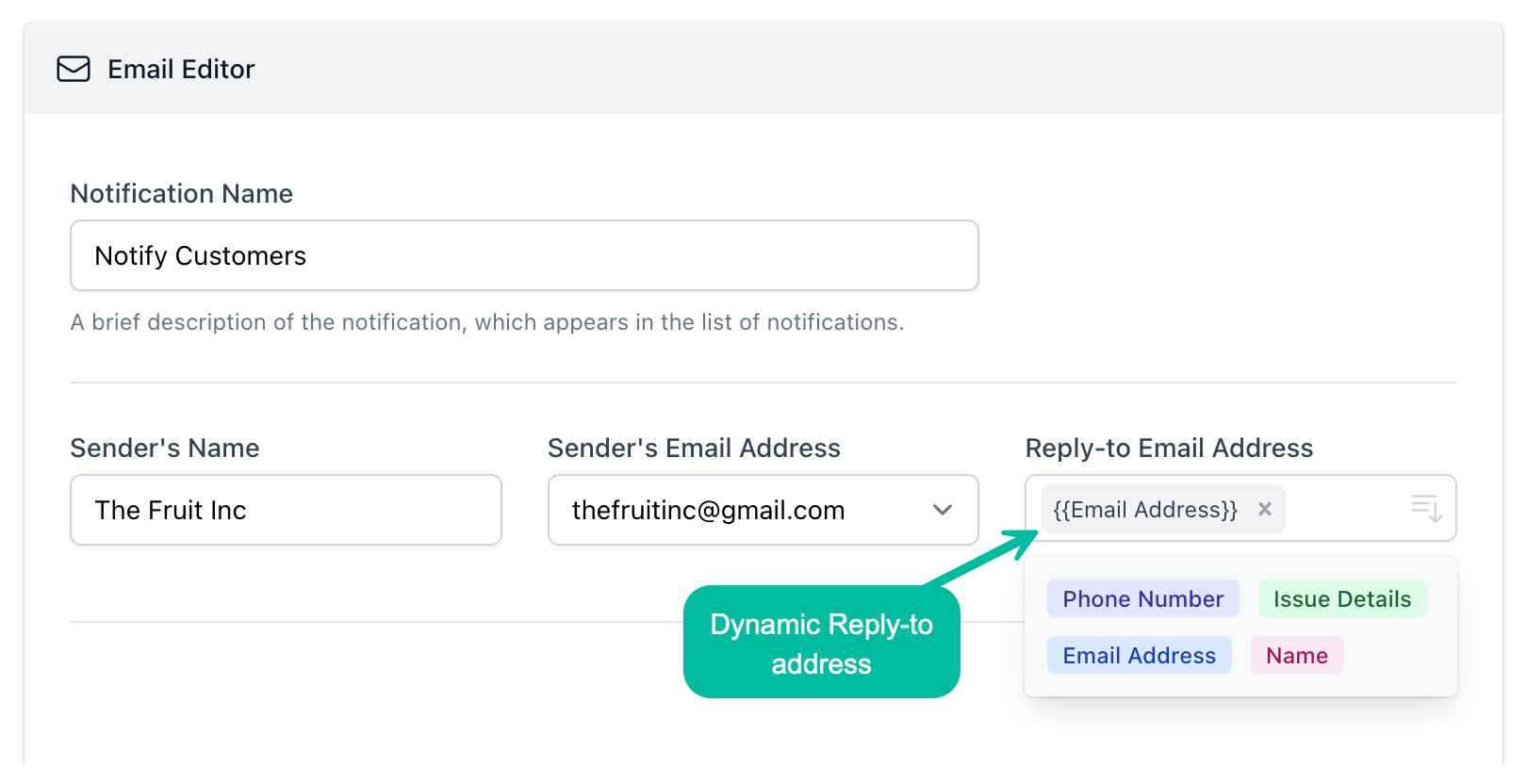 Dynamic Reply Email Address
