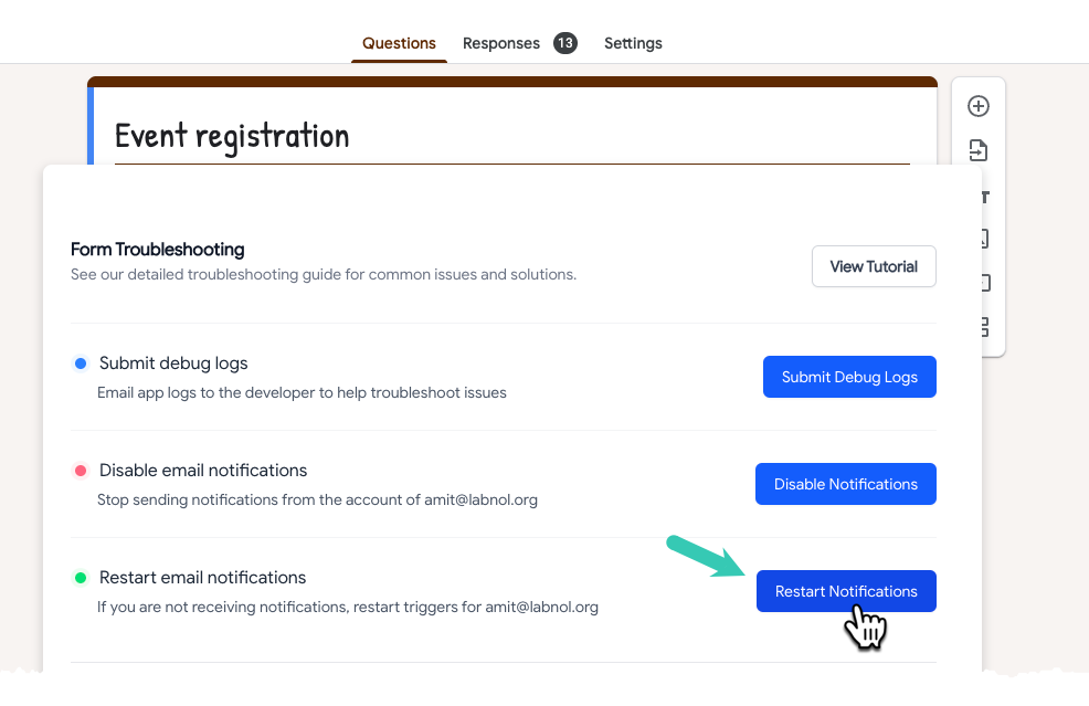 Restart Form Submit Trigger