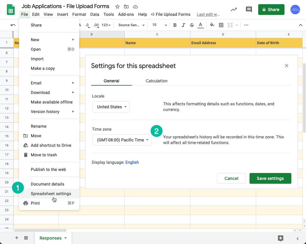 How to Change the Form Timezone - Digital Inspiration