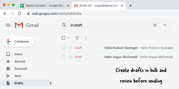 Create Drafts in Gmail